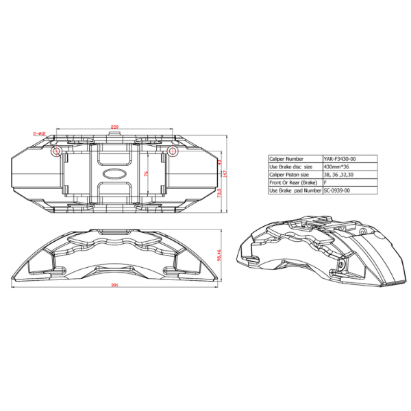 Front- Big 8-piston Caliper