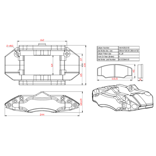 Rear BBK – Disc Version / Small 4-Piston (17